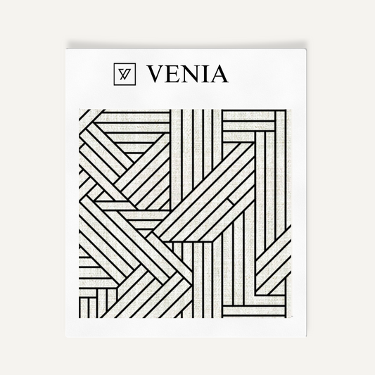 Panel Weave Fabric - Ivory with Black detail