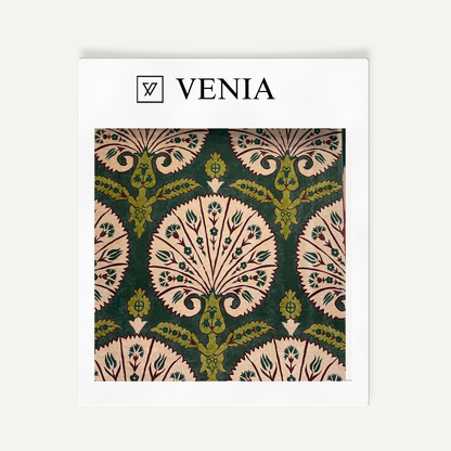 Palmette Ikat Fabric - Forest Green