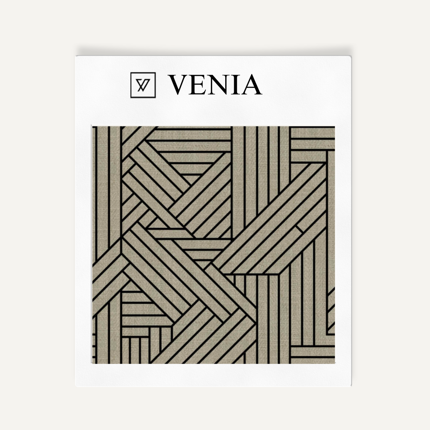 Panel Weave Fabric - Taupe with Black detail