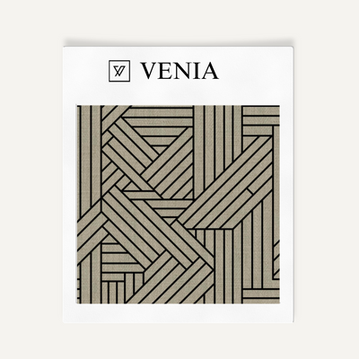 Panel Weave Fabric - Taupe with Black detail