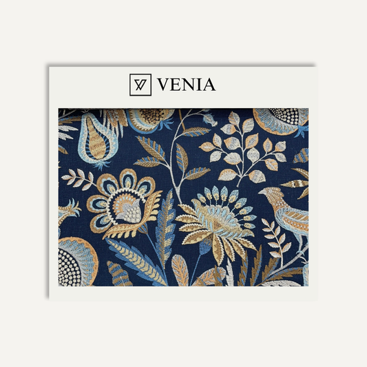 Autumn Song Fabric – Indigo Gold