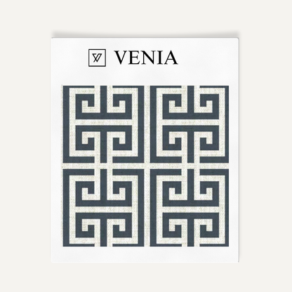 Greek Key Fabric - Blue