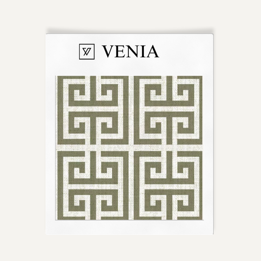 Greek Key Fabric - Olive