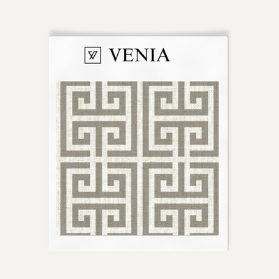 Greek Key Fabric - Grey