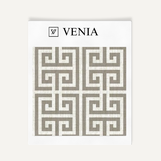 Greek Key Fabric - Grey