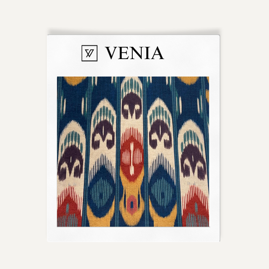 Totem Ikat Fabric - Navy Multicolour