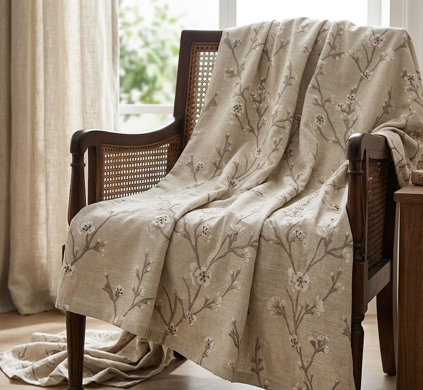 Estate Blossom Fabric - Taupe