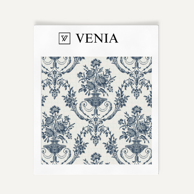 Florentine Urn Fabric - Midnight Blue
