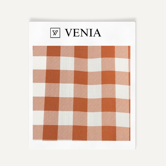 Picnic Check Fabric - Rust Orange