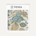 Blooms & Botanicals Fabric - Ivory Linen with Baby Blue Flowers