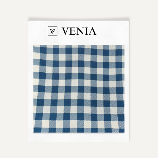 Picnic Check Fabric - Navy Blue