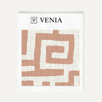 Deco Maze Fabric I - Ivory with Blush Pink detail