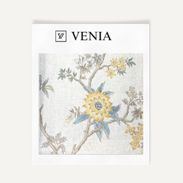 Springtime Floral Fabric - Ivory Linen with Soft Yellow Flowers