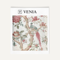 Birds of Paradise Fabric - Ivory with Crimson Details