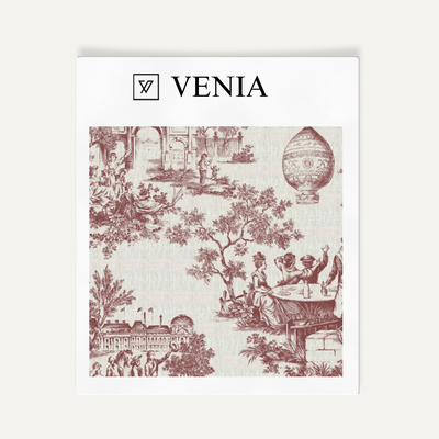 Classic French Toile Fabric - Redwood