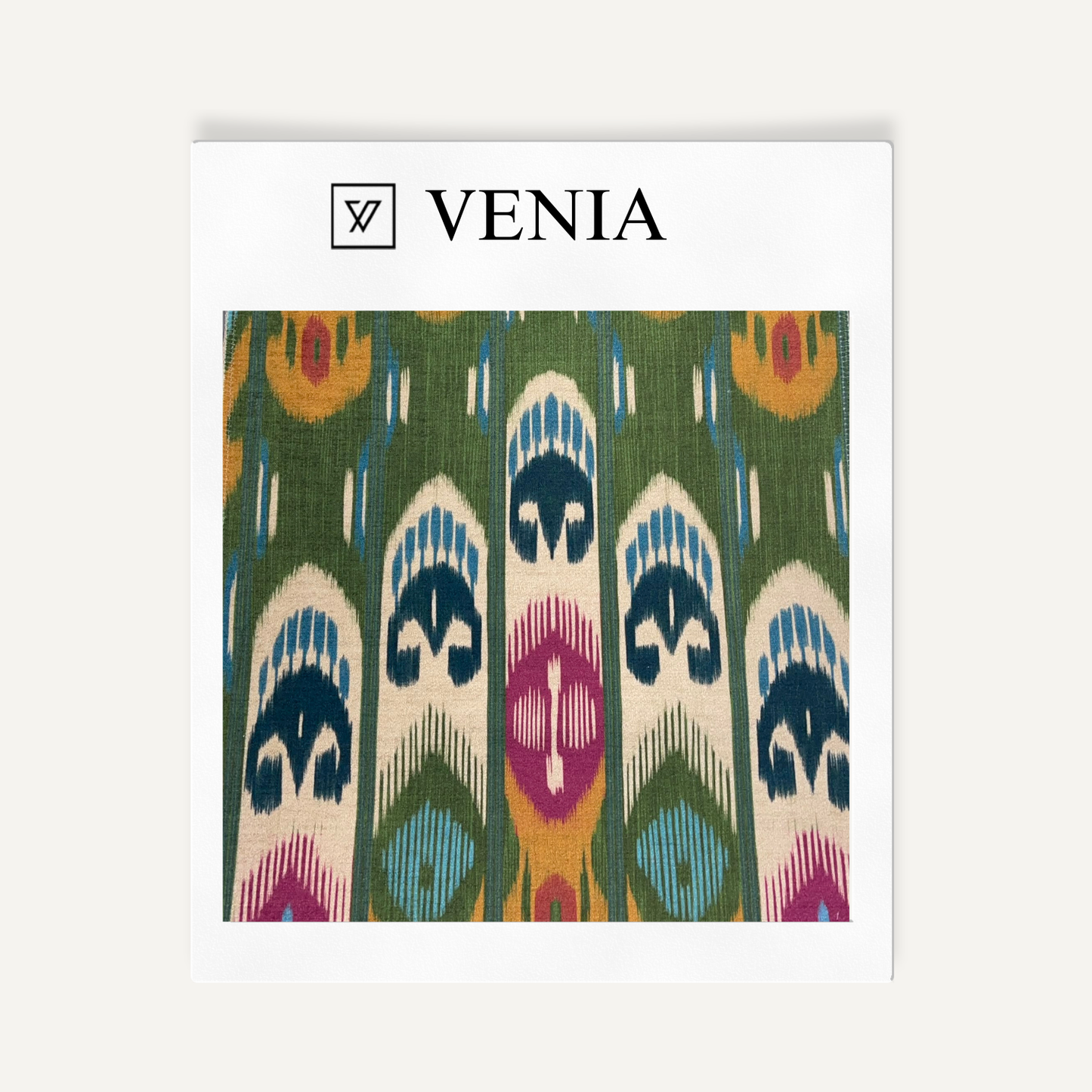 Totem Ikat Fabric - Forest Green Multicolour