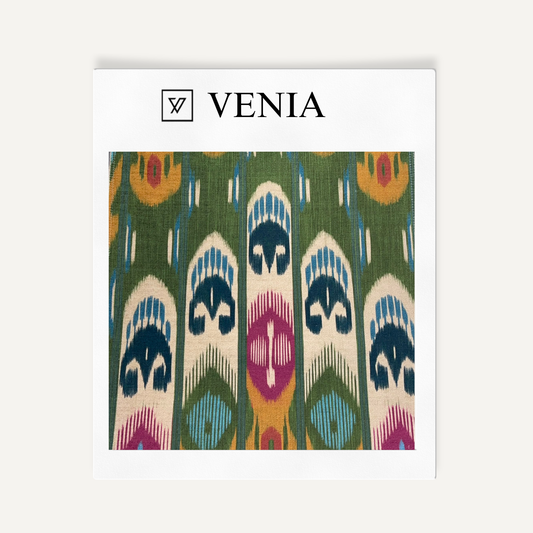 Totem Ikat Fabric - Forest Green Multicolour