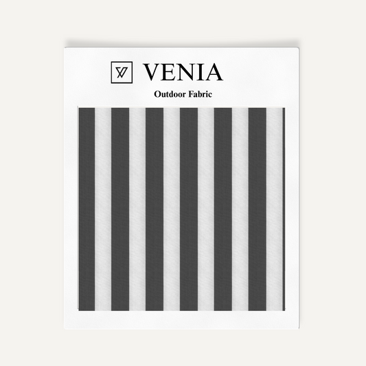 Patio Stripes Fabric - Charcoal & White