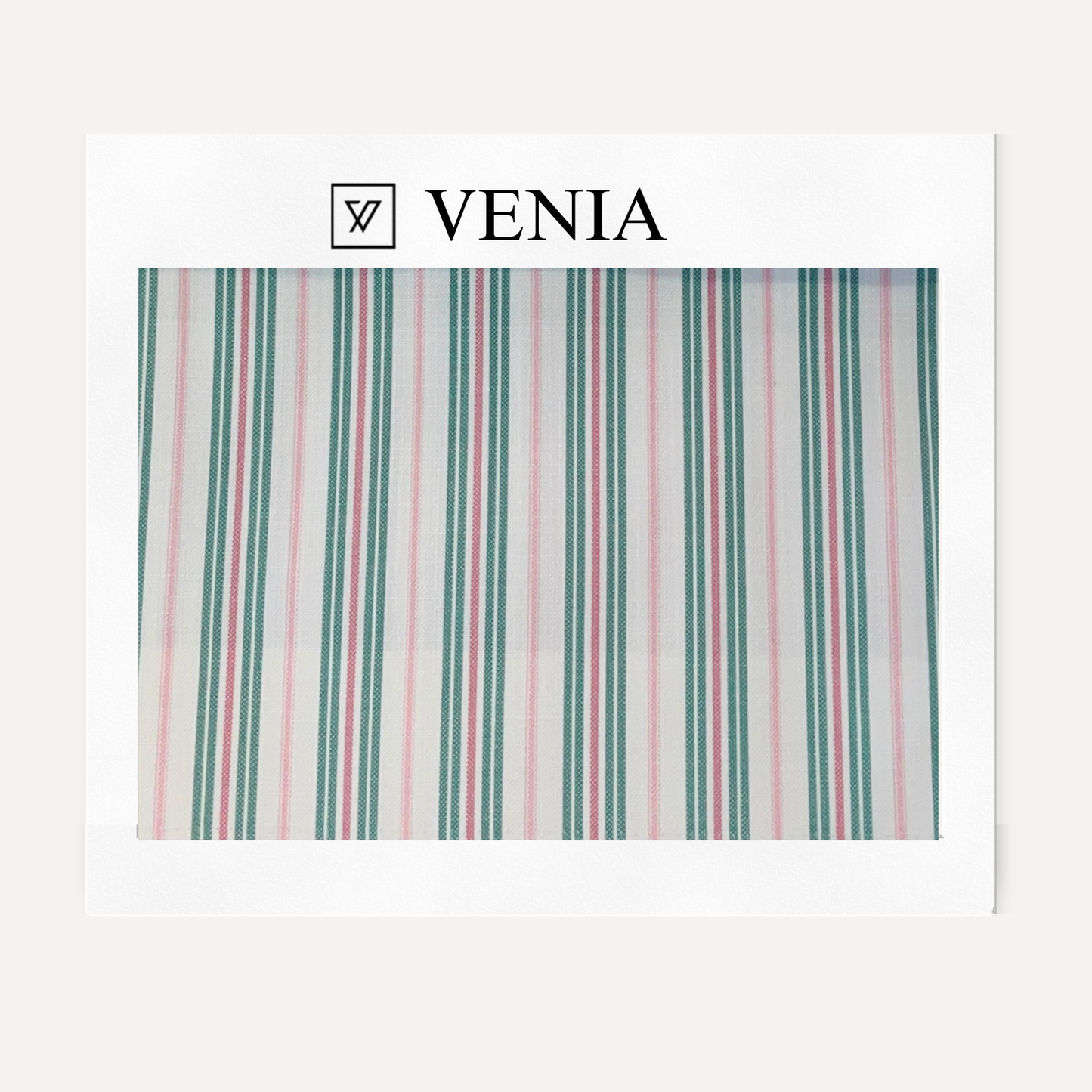 Ticking Stripe Fabric - Teal Green & Blush Pink