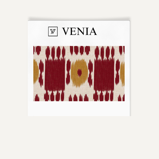 Trellis Stripe Fabric – Maroon & Ochre