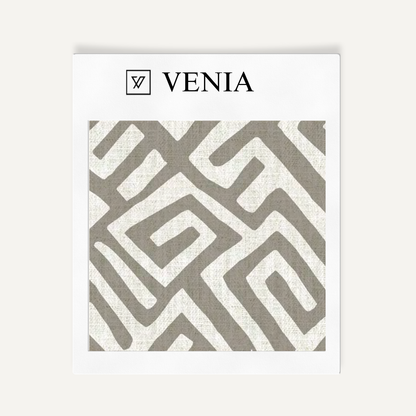 Deco Maze Fabric II - Ivory with Greige detail