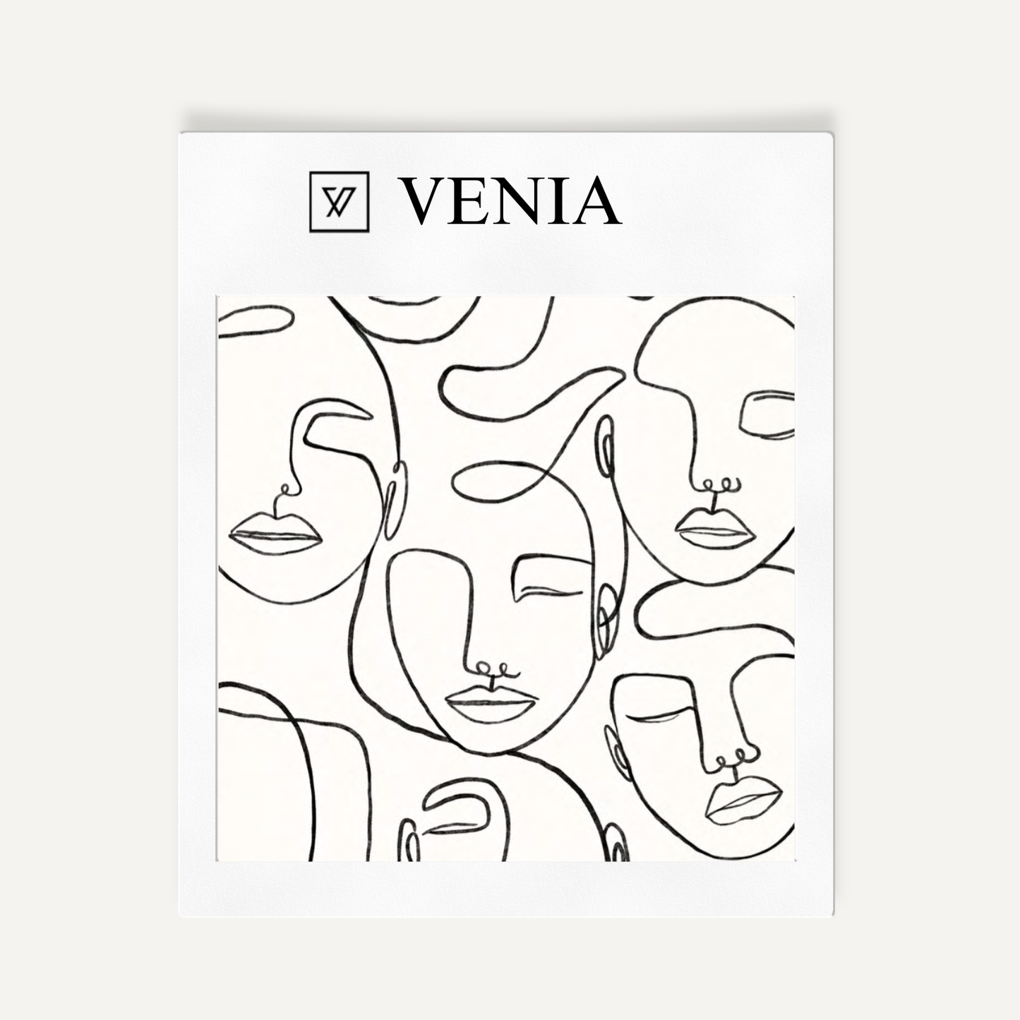 Face Sketch Velvet Fabric - White