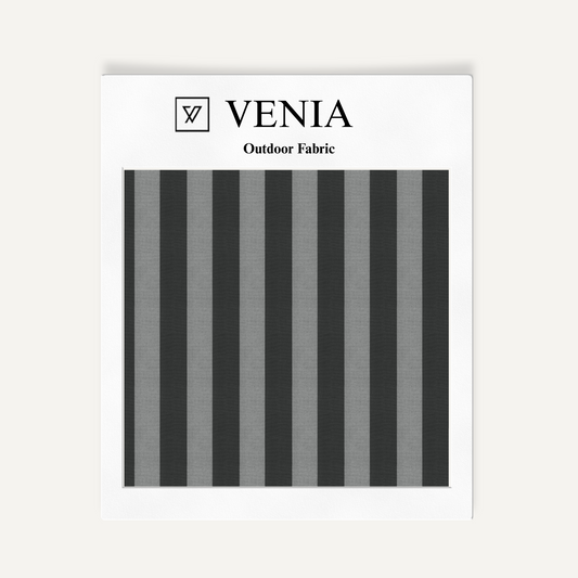 Patio Stripes Fabric - Charcoal