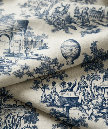 Classic French Toile Fabric - Midnight blue