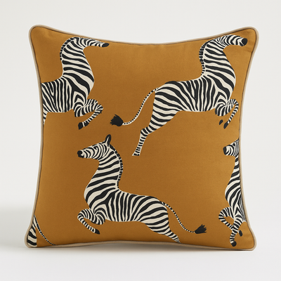Dancing Zebra Cushion - Camel