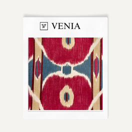 Granat Ikat Fabric - Wine & Slate Blue