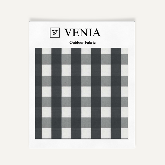 Garden Gingham Fabric - Charcoal