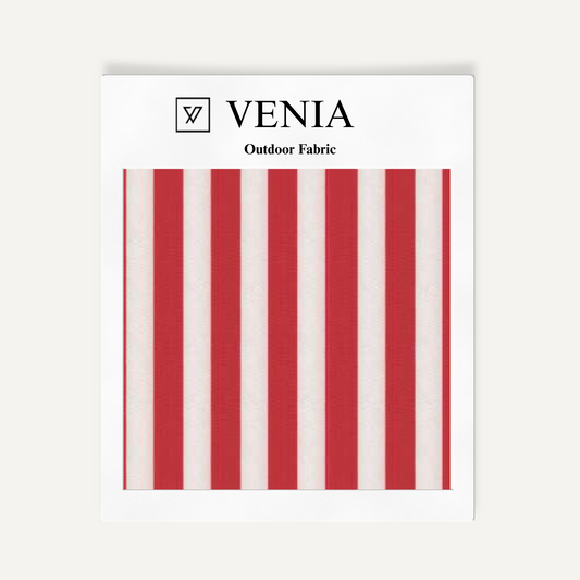 Patio Stripes Fabric - Red & White