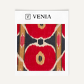 Granat Ikat Fabric - Crimson & Charcoal