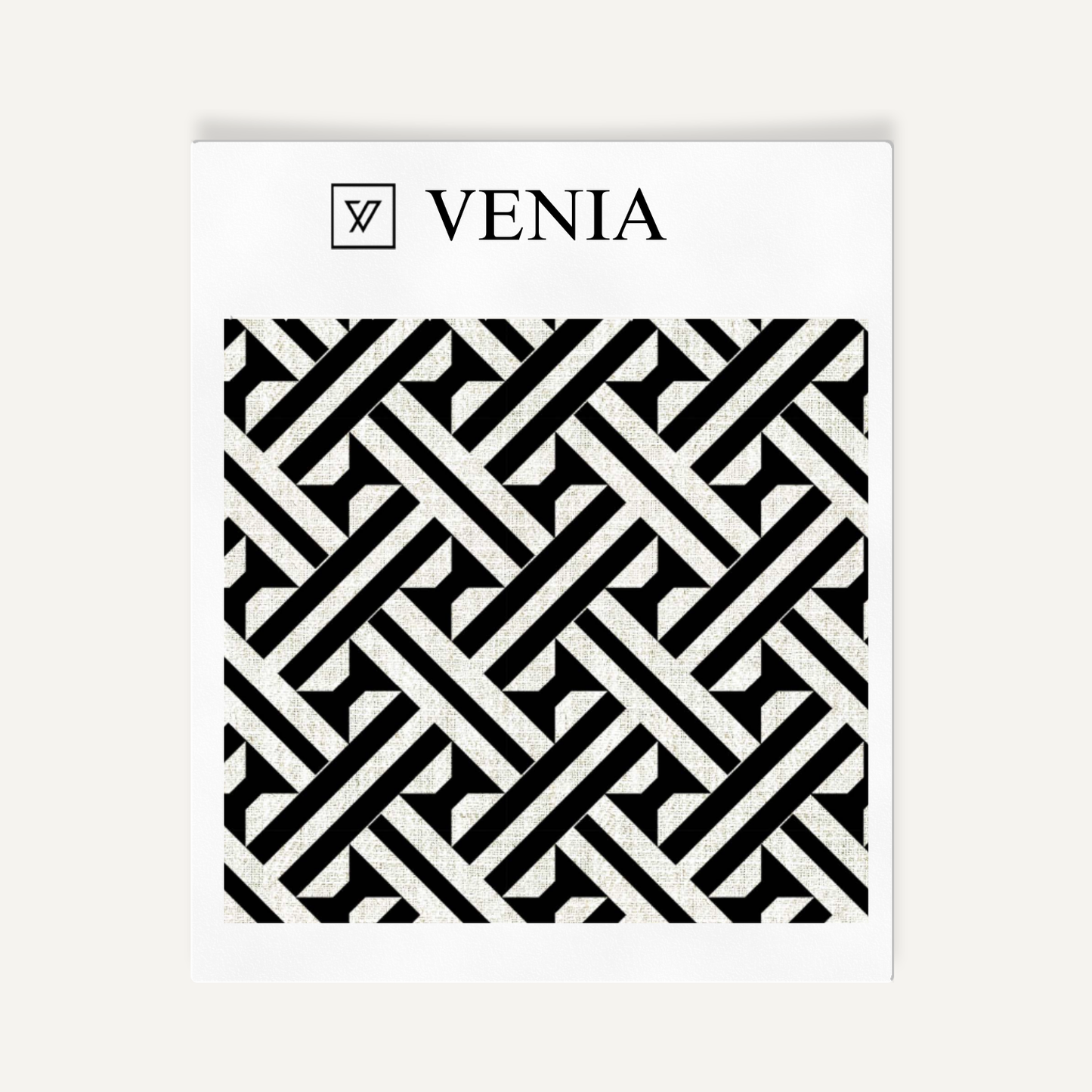 Intersect Fabric - Ivory with Black detail