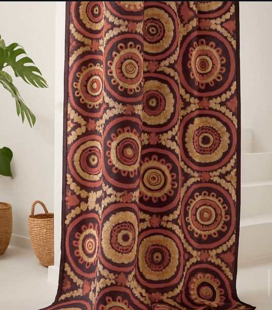 Sunburst Medallion Fabric - Plum