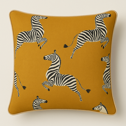 Dancing Zebra Cushion - Yellow