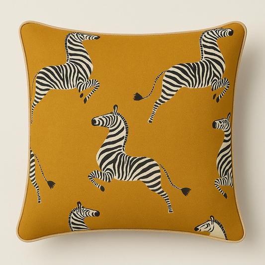 Dancing Zebra Cushion - Yellow