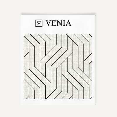 Linear Weave Fabric - Ivory with Black detail