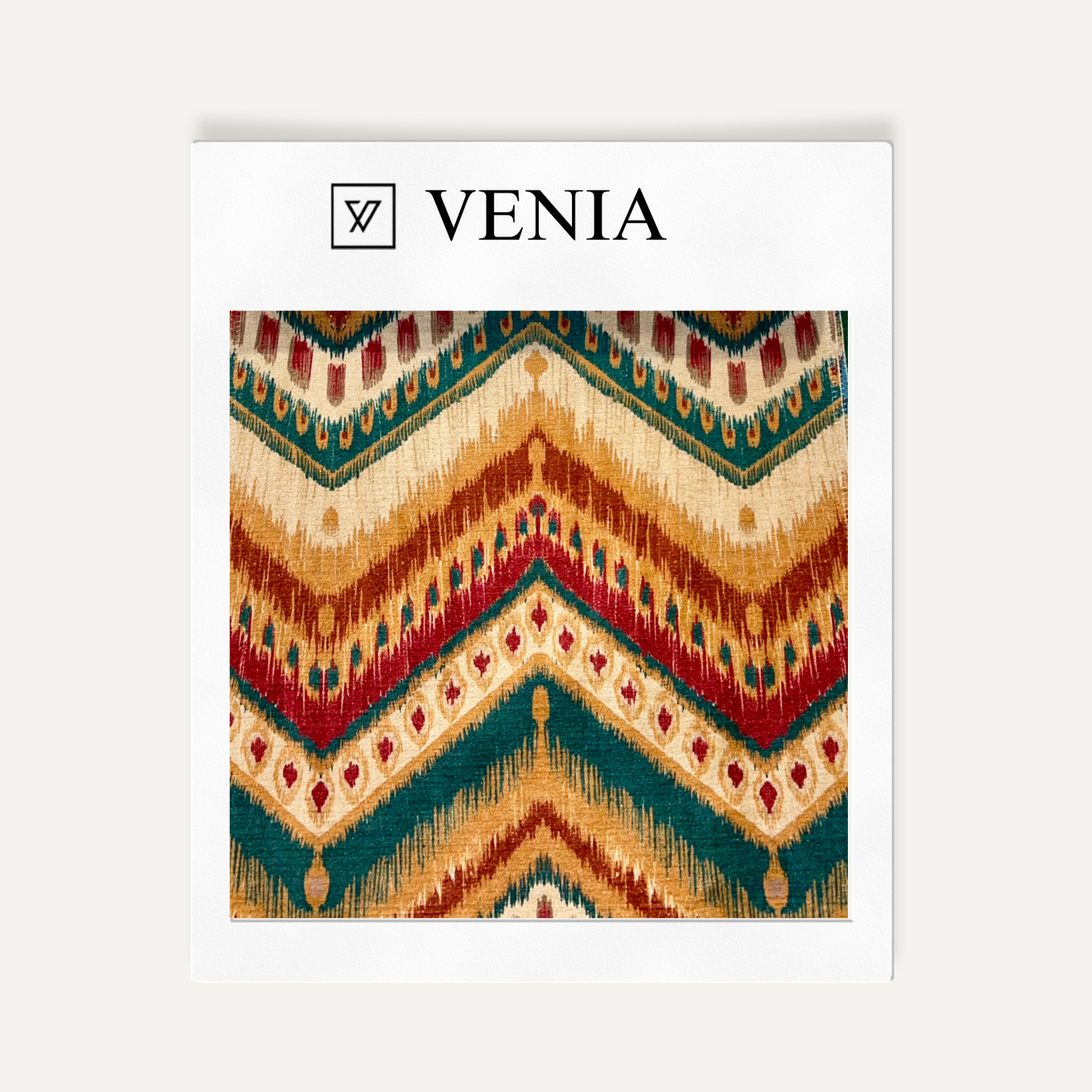 Peaks Ikat Fabric - Teal & Rust