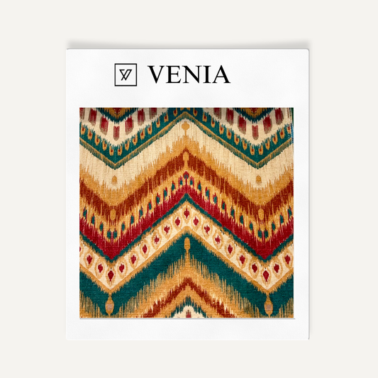 Peaks Ikat Fabric - Teal & Rust