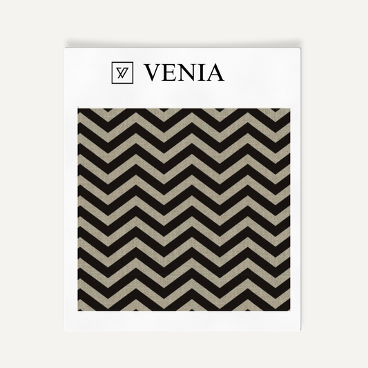 Bold Chevron Fabric - Taupe with Black detail