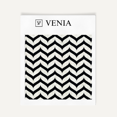 Mini Chevron Fabric - Ivory with Black detail