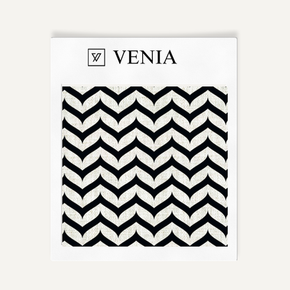 Mini Chevron Fabric - Ivory with Black detail