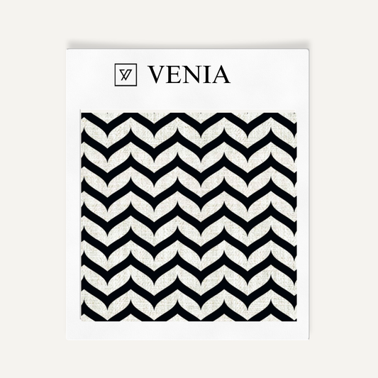 Mini Chevron Fabric - Ivory with Black detail