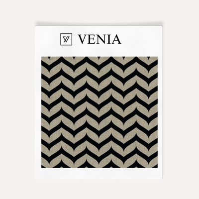 Mini Chevron Fabric - Taupe with Black detail