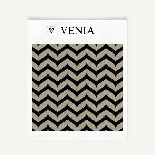 Mini Chevron Fabric - Taupe with Black detail
