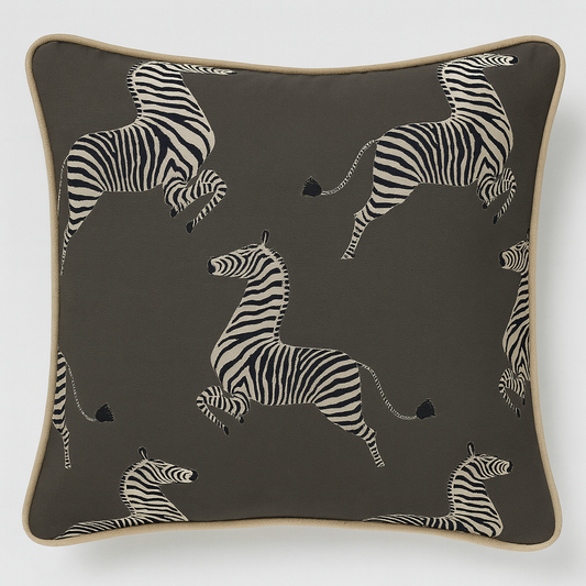 Dancing Zebra Cushion - Taupe