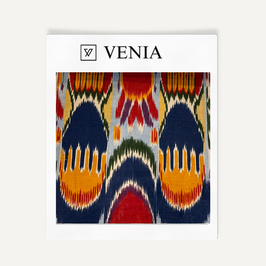 Corolla Ikat Fabric - Navy & Ochre