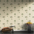 a wall adorned with a beige and green wallpaper