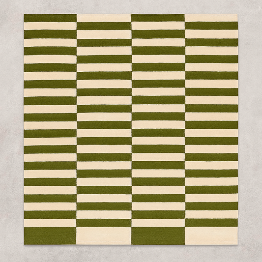 Checkmate Stripe Rug - Emerald & Ivory